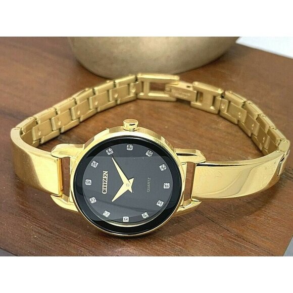 Citizen Women's Watch EZ6372-69E Quartz 26mm Black Dial Gold Tone Steel - Picture 7 of 13